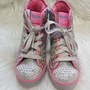 Sketchers girls sz 1 Twinkle Toes high top sneaker